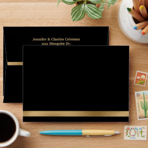 Formal Black & Gold Invitation Envelope