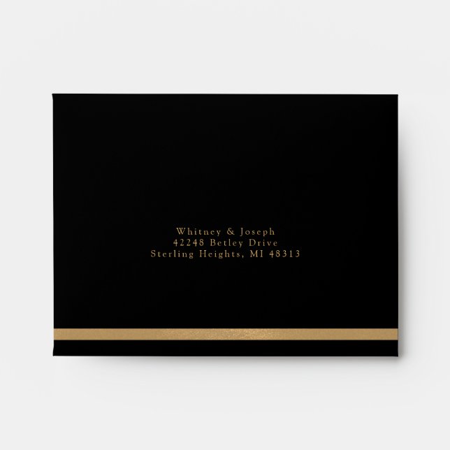 Formal Black & Gold RSVP Envelope (Front)
