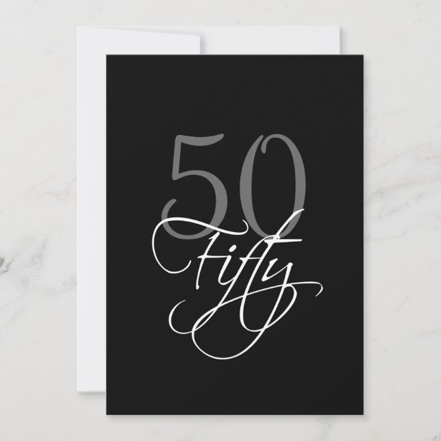 Formal Black Grey 50th Birthday Invitation (Front)