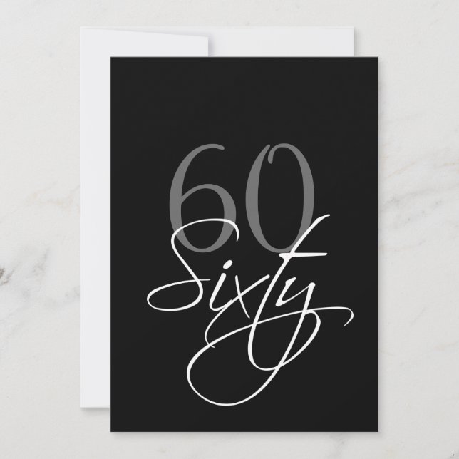Formal Black Grey 60th Birthday Invitation (Front)