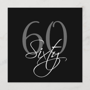 Formal Black Grey 60th Birthday Invitations