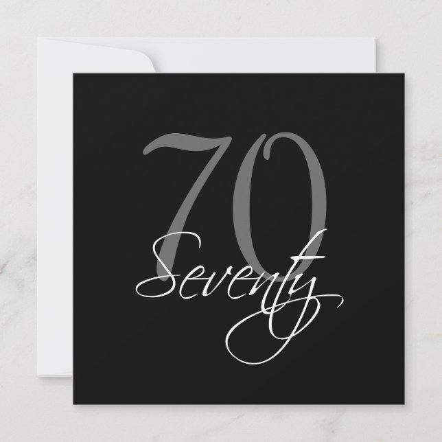Formal Black Grey 70th Birthday Invitations (Front)