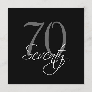 Formal Black Grey 70th Birthday Invitations