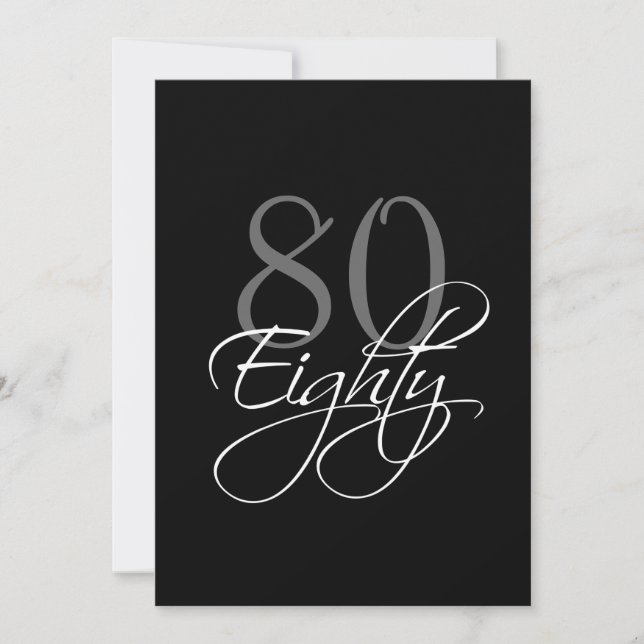Formal Black Grey 80th Birthday Invitation (Front)