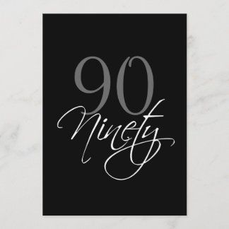 Formal Black Grey 90th Birthday Invitation