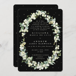 Formal Black Snowberry+Eucalyptus Reception Only Invitation