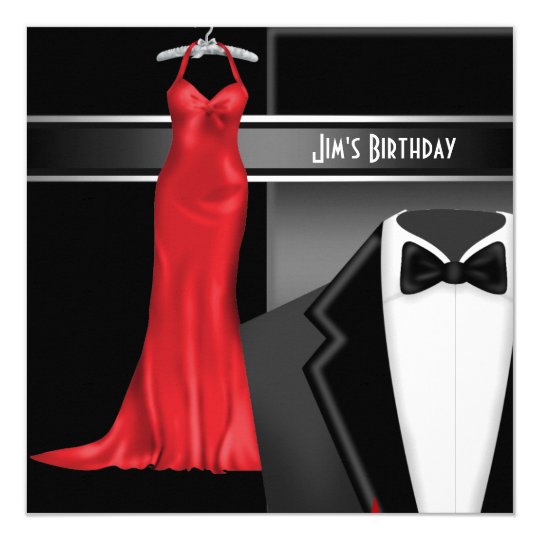 Formal Black Tie Birthday Dinner Party Invitation
