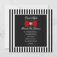 Formal Black Tie Dinner Red Black White Stripe Bow