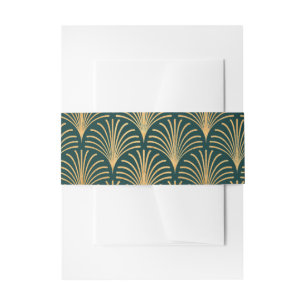 Formal Black Tie Gold Art Deco Invitation Band Invitation Belly Band
