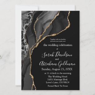 Formal Black Tie Wedding Invitations - Black Gold