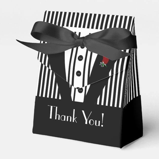 Formal Black Tuxedo Thank You Favour Box (Front Side)