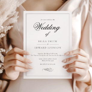Formal Black White Calligraphy Wedding Invitation