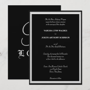 Formal Black White Monogram Invitation