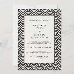 Formal Black + White Patterned Wedding Invitation
