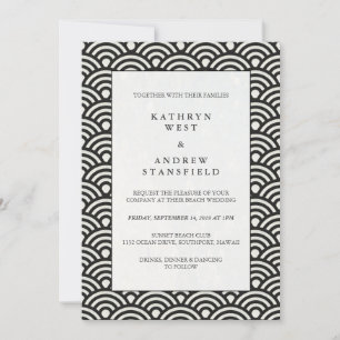 Formal Black + White Patterned Wedding Invitation