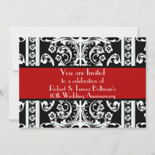Formal Black, White, & Red Baroque Invitation