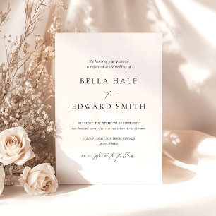 Formal Black White Simple Wedding Invitation