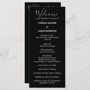 Formal Black White Wedding Program Names Programme