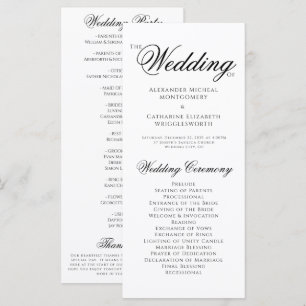 Formal Black White Wedding Wedding Program Programme