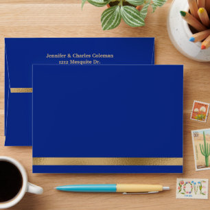 Formal Blue & Gold Invitation Envelope