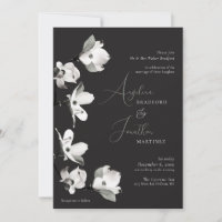 Formal Botanicial Dogwood Black White Sage Invitat