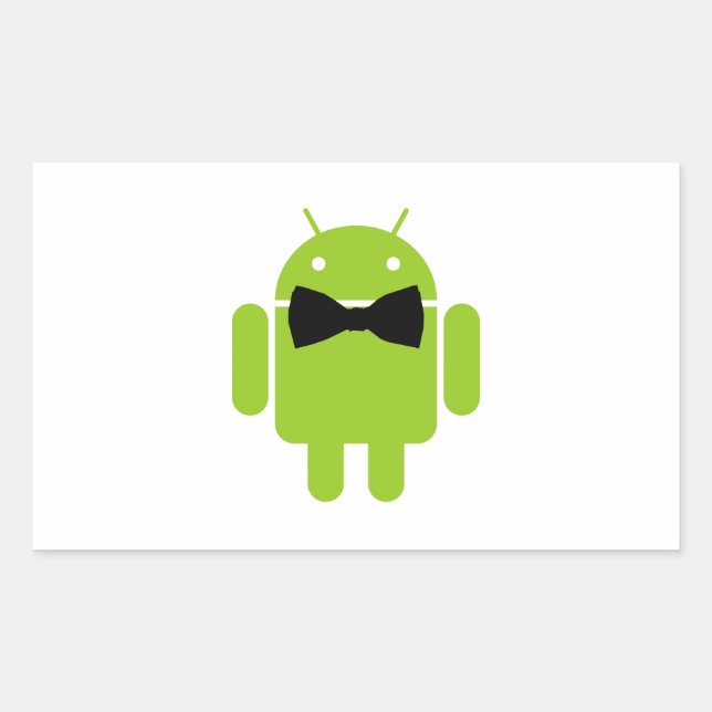 Formal Bow Android Robot Rectangular Sticker (Front)