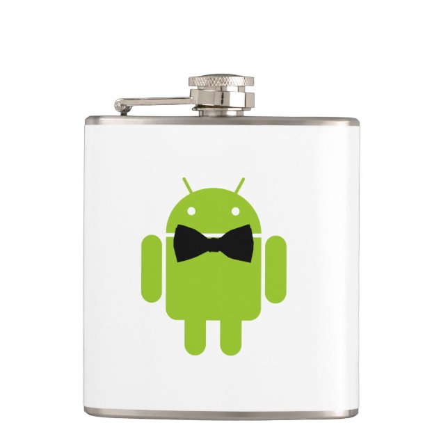 Formal Bow Tie Android Robot Icon Hip Flask (Front)
