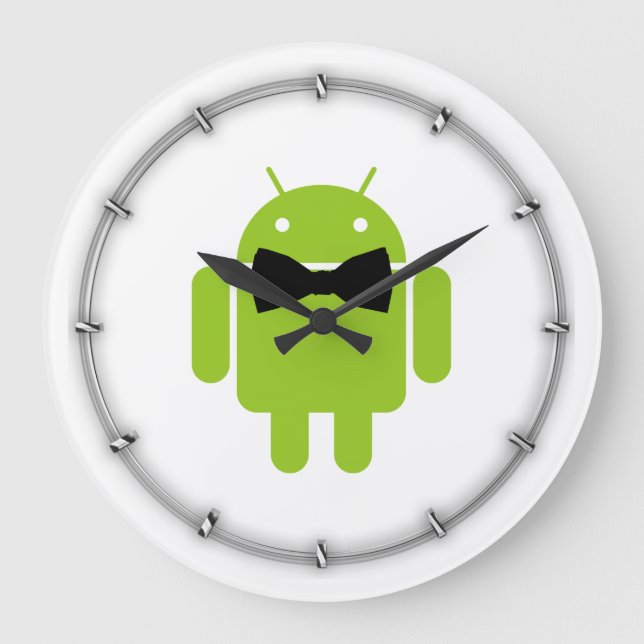 Formal Bow Tie Android Robot Icon Large Clock (Front)