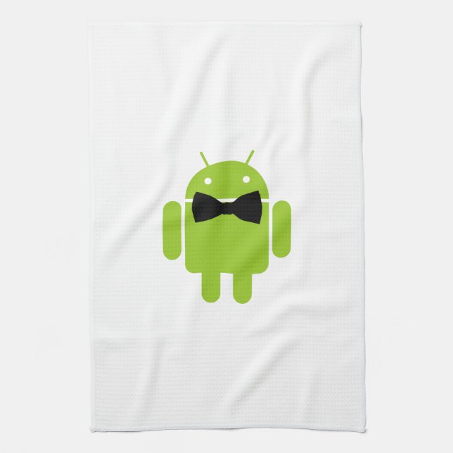 Formal Bow Tie Android Robot Icon Tea Towel (Vertical)