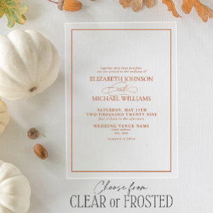 Formal Burnt Orange Classic Script Wedding Acrylic Invitations