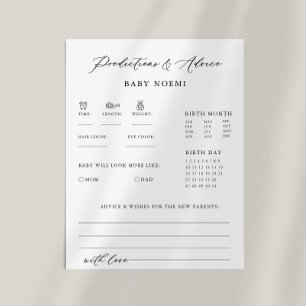 Formal Calligraphy Baby Prediction and Advice Card