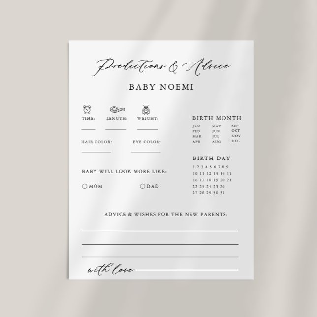 Formal Calligraphy Baby Prediction and Advice Card (Creator Uploaded)