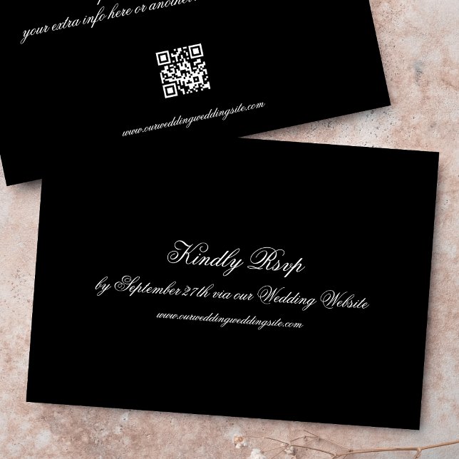 Formal Calligraphy Black Classic QR CODE Wedding RSVP Card (Creator Uploaded)