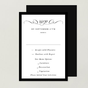 Formal Calligraphy Black Framed Classic Wedding RSVP Card
