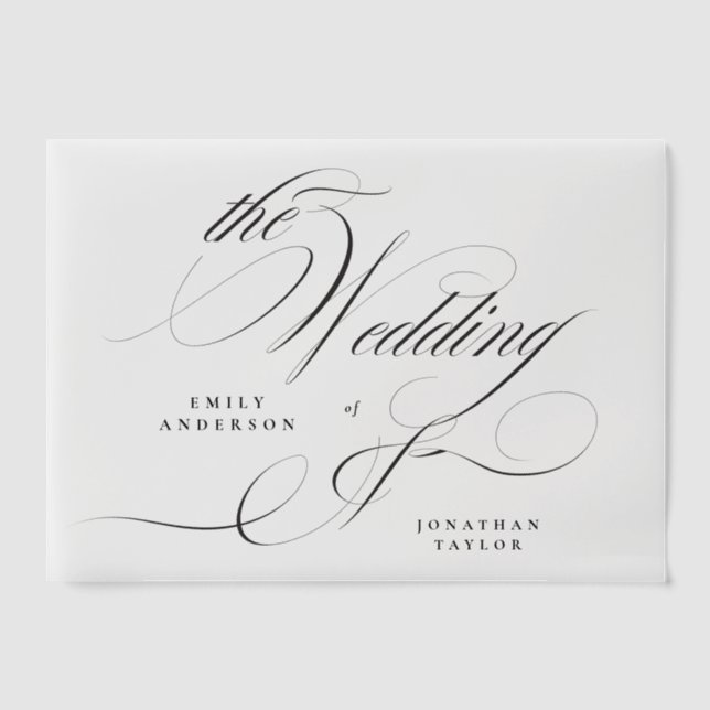 Formal Calligraphy Black Tie Wedding Vellum Invitations (Front)