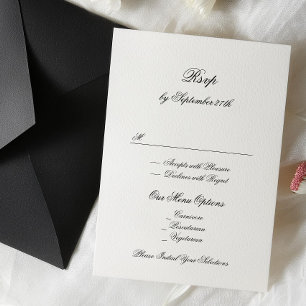 Formal Calligraphy Black & White Classic Wedding RSVP Card