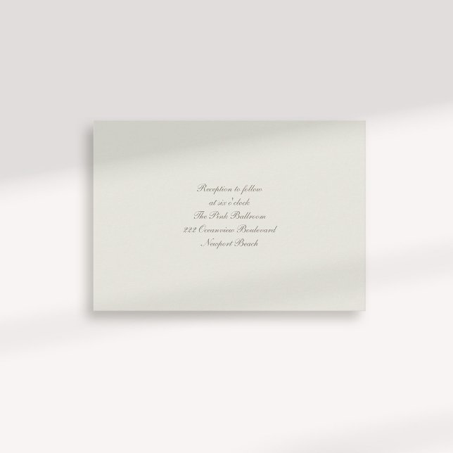 Formal Calligraphy Classic Ecru Reception Wedding Enclosure Card (formal traditional elegant calligraphy wedding reception card ecru classic)