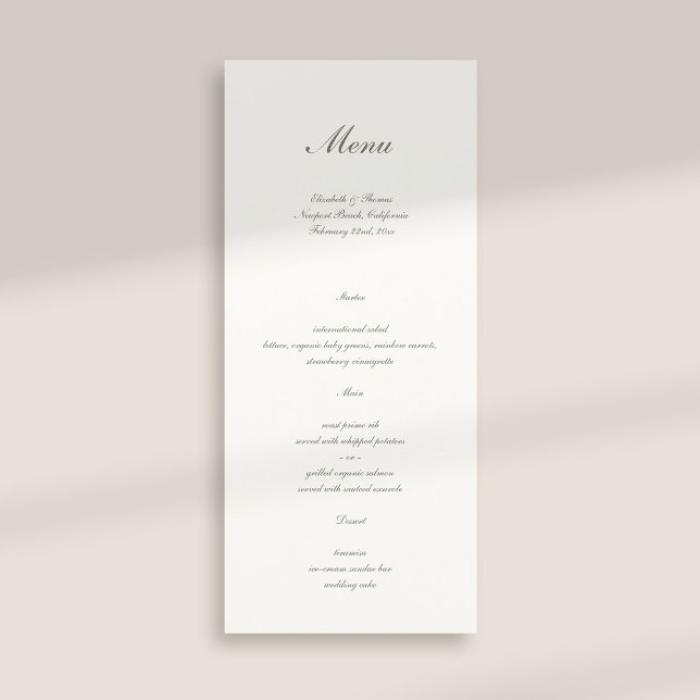 Formal Calligraphy Classic Pearl Simple Wedding Menu (formal traditional elegant calligraphy wedding menu card pearl classic)