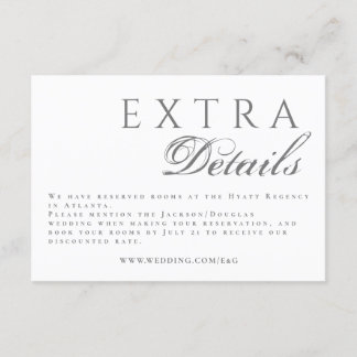 Formal Calligraphy Elegant Grey Wedding Details Enclosure Card