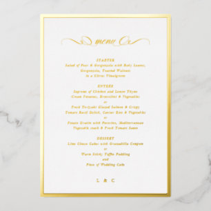 Formal Calligraphy Gold Foil Frame Wedding Menu