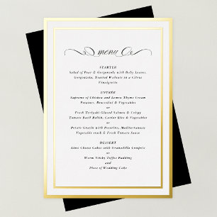 Formal Calligraphy Gold Foil Frame Wedding Menu