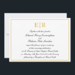 Formal Calligraphy Gold Monogram Royal Wedding Invitation<br><div class="desc">Formal wedding invitations inspired by the royal wedding invitation of Prince Harry and Meghan Markle who wed in May 2018 with a modern, informal twist. These elegant wedding invites feature your monogram in gold at the top, formal wording and your wedding details in a lovely calligraphy surrounded by a gold...</div>