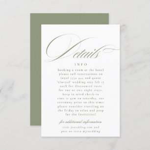 Formal Calligraphy Sage Green Wedding Details Enclosure Card