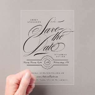 Formal Calligraphy Wedding Website Save The Date Acrylic Invitations