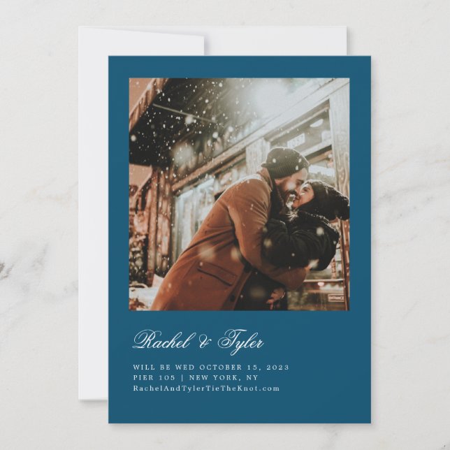 Formal Caption Engagement Save the Date Invitation (Front)