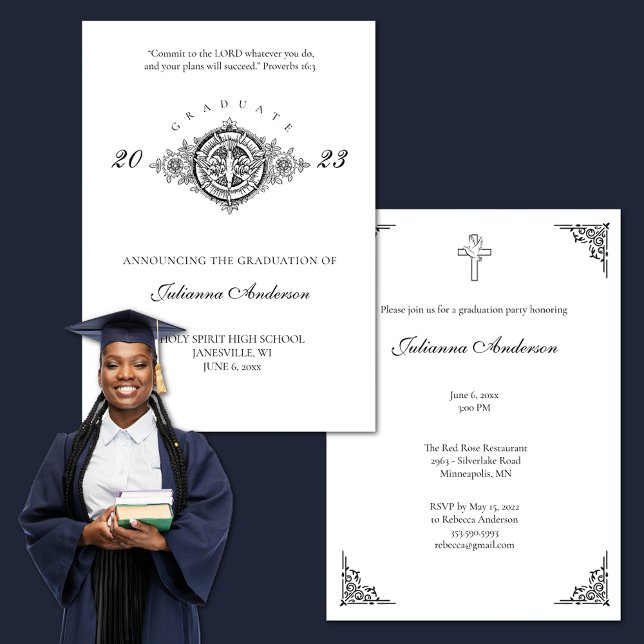 Formal Catholic Christian Holy Spirit Graduation  Invitation (Creator Uploaded)