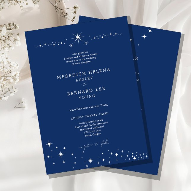 Formal Celestial Elegant Blue Wedding Details and  Invitation (Creator Uploaded)