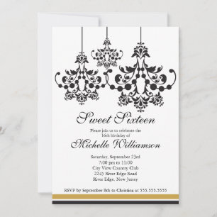 Formal Chandelier Sweet 16th Birthday Party Invitation