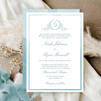 Formal Chic Monogram Sea Glass Watercolor Wedding