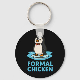 Formal Chicken Funny Penguin On Ice Animal Joke Pu Key Ring